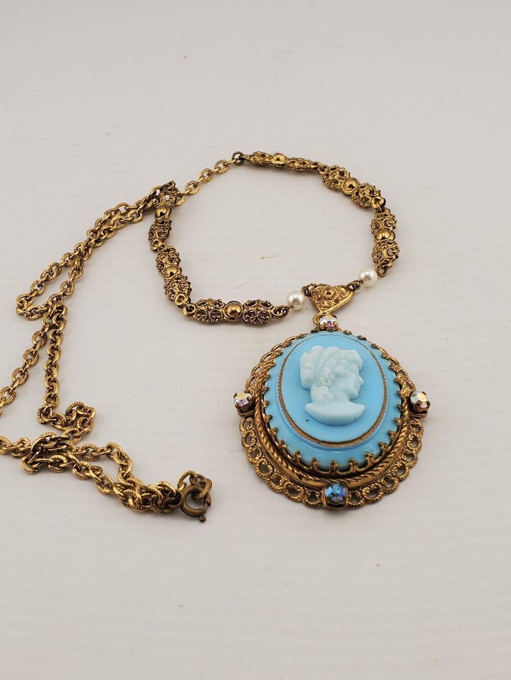 Blue Cameo Necklace W Germany
